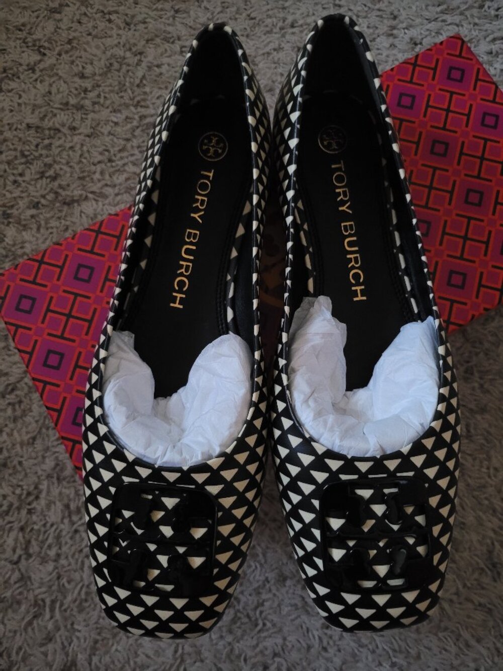 NIB Tory Burch Georgia Ballet Printed Dancing Nappa - 8.5